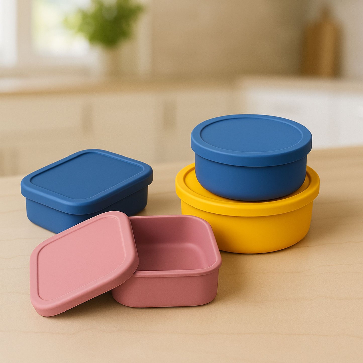 ZipNow Silicone Everyday Container Set – 4 Containers