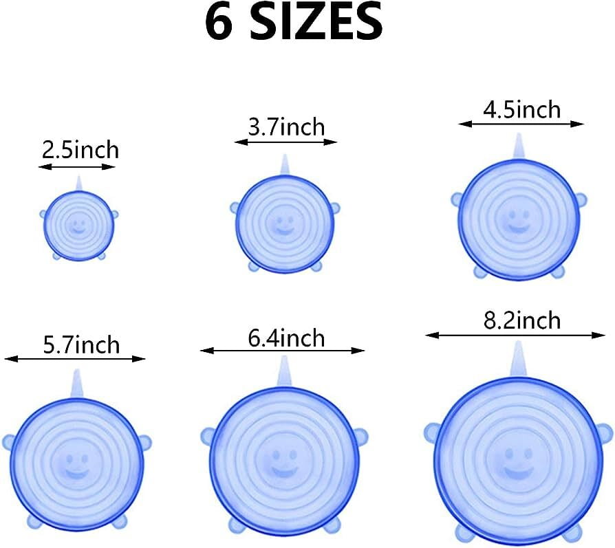 ZipNow Silicone Stretch Lids Round - (Pack of 6)