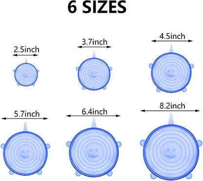 ZipNow Silicone Stretch Lids Round - (Pack of 6)
