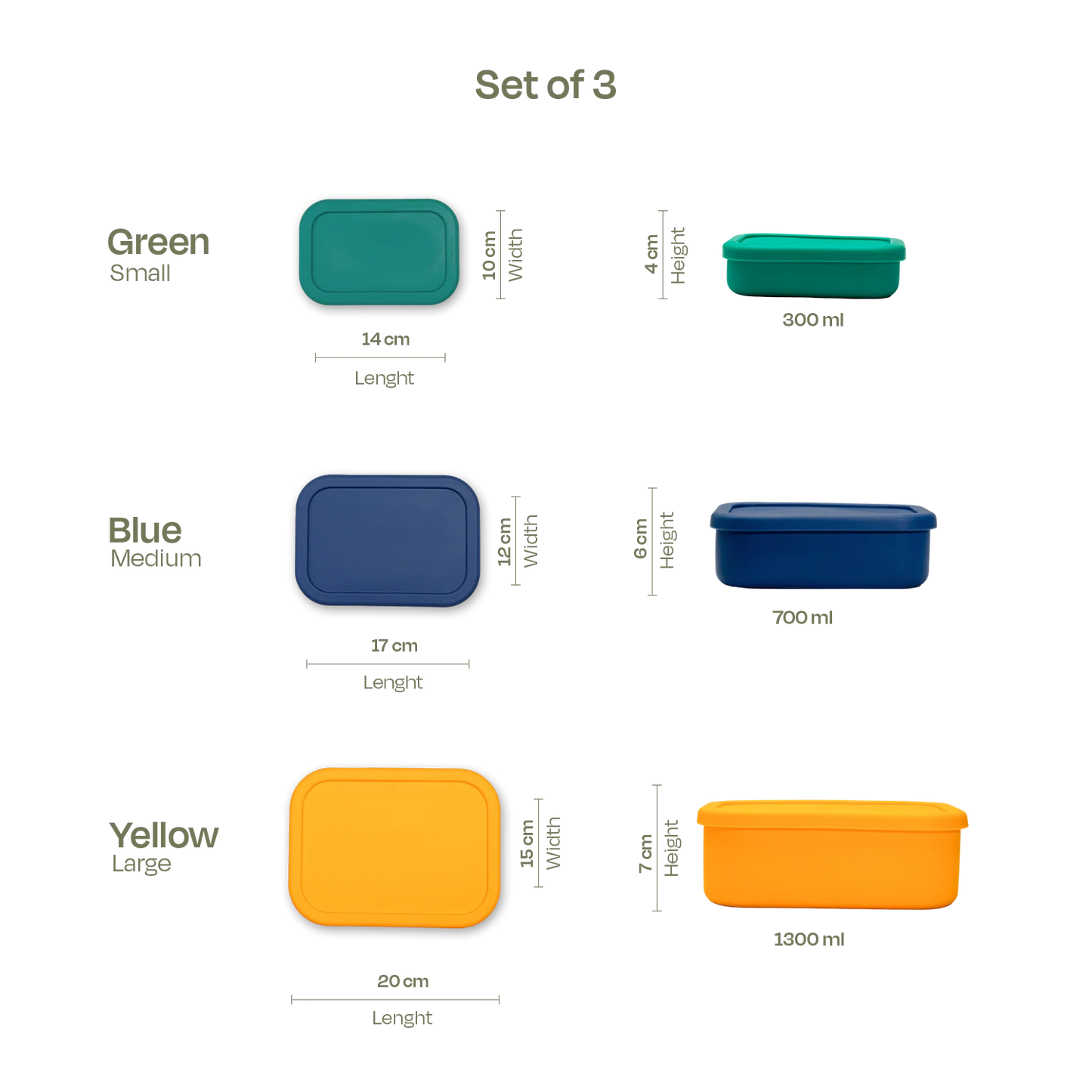 ZipNow Silicone Multi-Use Rectangle Containers (Pack of 3)