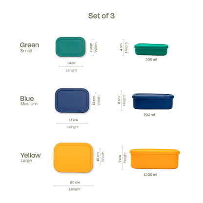 ZipNow Silicone Multi-Use Rectangle Containers (Pack of 3)