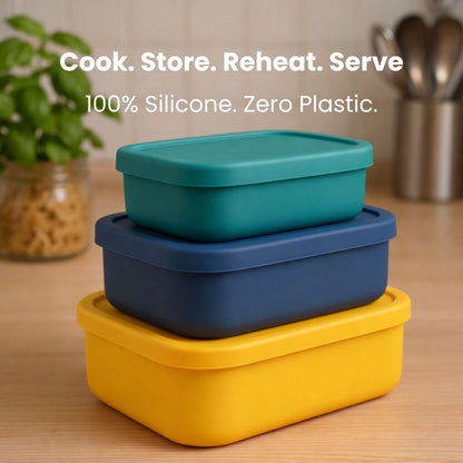 ZipNow Silicone Multi-Use Rectangle Containers (Pack of 3)