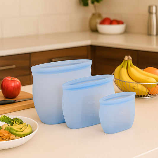 ZipNow silicone smart bags – compact reusable food containers for healthy kitchen lifestyle
